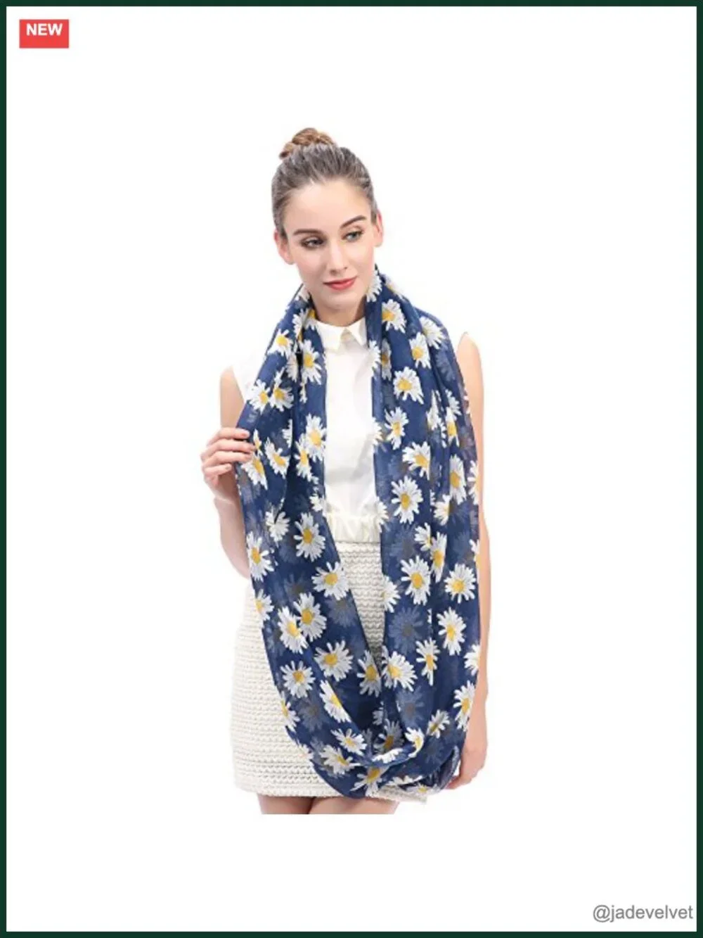 Lightweight Daisy Floral Print Infinity Scarf Fashion Wrap